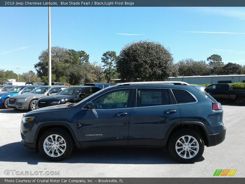 Blue Shade Pearl / Black/Light Frost Beige 2019 Jeep Cherokee Latitude