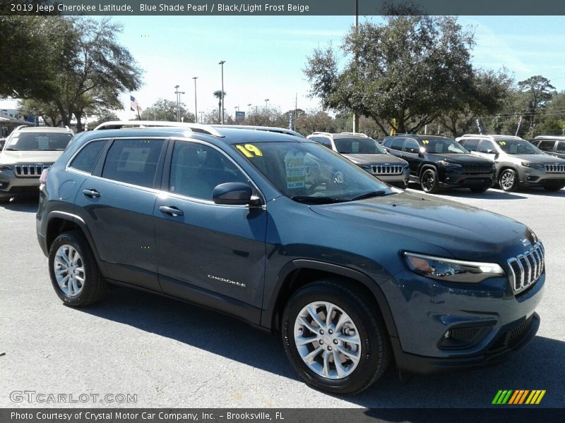 Blue Shade Pearl / Black/Light Frost Beige 2019 Jeep Cherokee Latitude