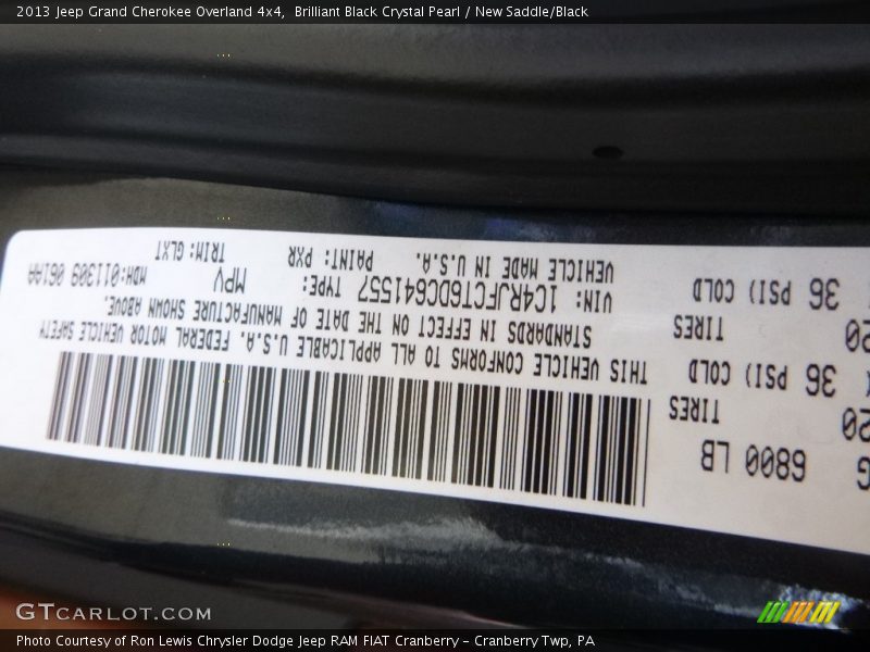 Brilliant Black Crystal Pearl / New Saddle/Black 2013 Jeep Grand Cherokee Overland 4x4