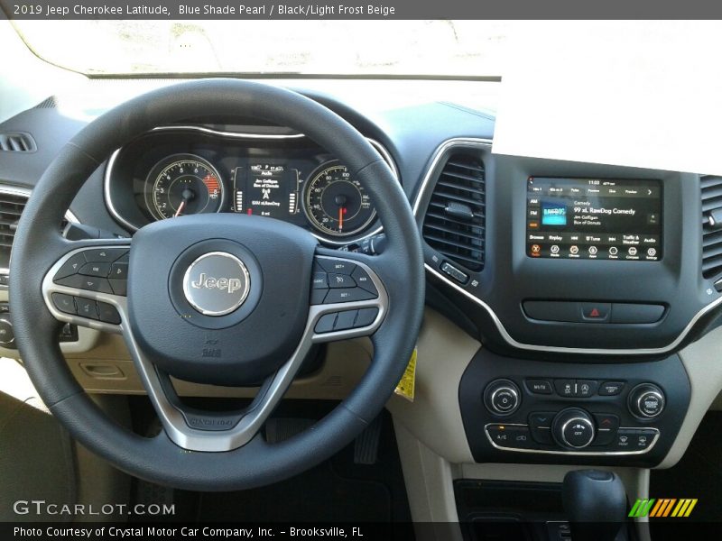 Blue Shade Pearl / Black/Light Frost Beige 2019 Jeep Cherokee Latitude