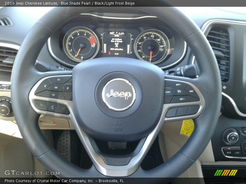 Blue Shade Pearl / Black/Light Frost Beige 2019 Jeep Cherokee Latitude