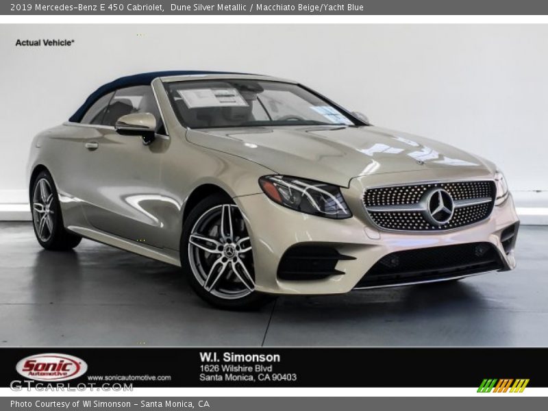 Dune Silver Metallic / Macchiato Beige/Yacht Blue 2019 Mercedes-Benz E 450 Cabriolet