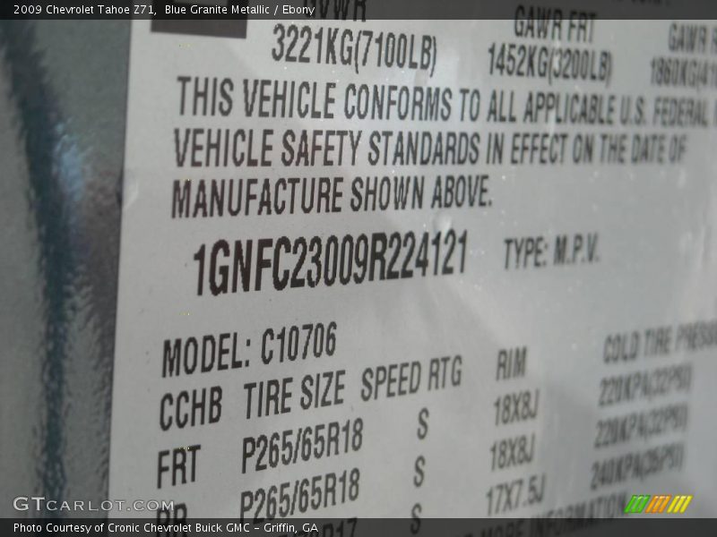 Blue Granite Metallic / Ebony 2009 Chevrolet Tahoe Z71