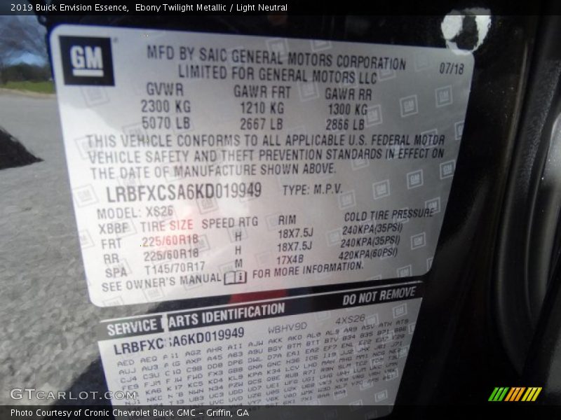 Ebony Twilight Metallic / Light Neutral 2019 Buick Envision Essence