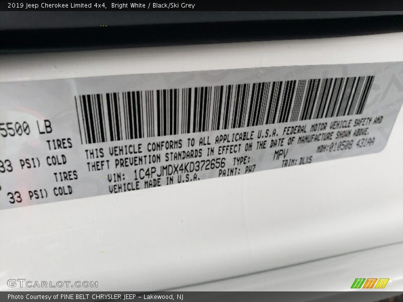 Bright White / Black/Ski Grey 2019 Jeep Cherokee Limited 4x4