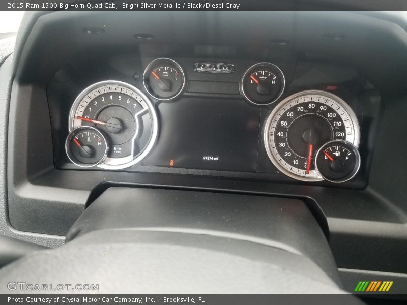 Bright Silver Metallic / Black/Diesel Gray 2015 Ram 1500 Big Horn Quad Cab
