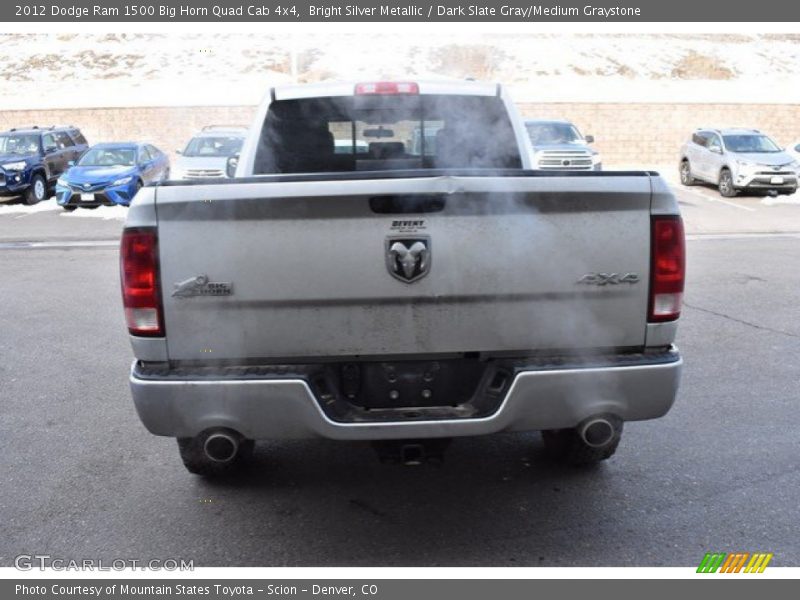 Bright Silver Metallic / Dark Slate Gray/Medium Graystone 2012 Dodge Ram 1500 Big Horn Quad Cab 4x4