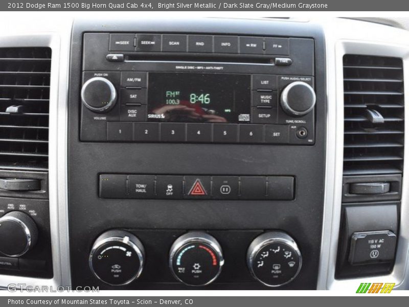 Bright Silver Metallic / Dark Slate Gray/Medium Graystone 2012 Dodge Ram 1500 Big Horn Quad Cab 4x4
