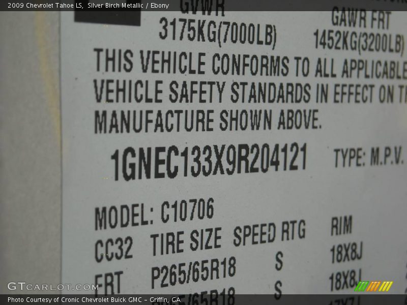Silver Birch Metallic / Ebony 2009 Chevrolet Tahoe LS