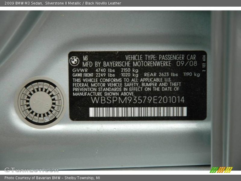 Silverstone II Metallic / Black Novillo Leather 2009 BMW M3 Sedan