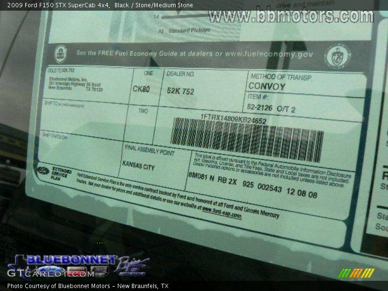 Black / Stone/Medium Stone 2009 Ford F150 STX SuperCab 4x4
