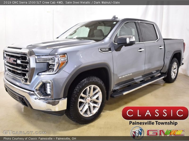 Satin Steel Metallic / Dark Walnut/­Slate 2019 GMC Sierra 1500 SLT Crew Cab 4WD
