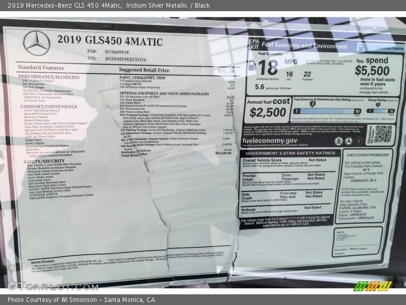 Iridium Silver Metallic / Black 2019 Mercedes-Benz GLS 450 4Matic
