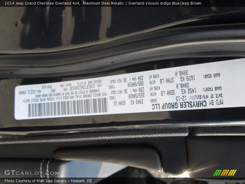 Maximum Steel Metallic / Overland Vesuvio Indigo Blue/Jeep Brown 2014 Jeep Grand Cherokee Overland 4x4