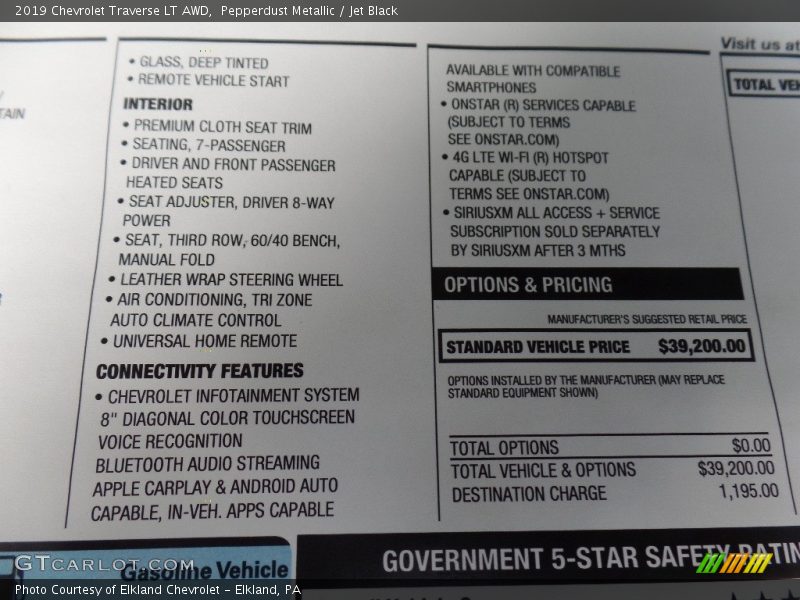 Pepperdust Metallic / Jet Black 2019 Chevrolet Traverse LT AWD