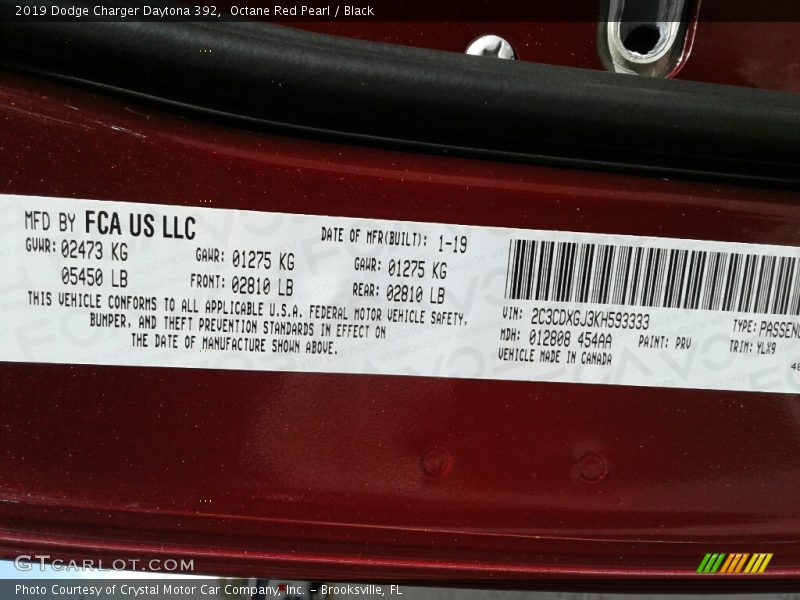 Octane Red Pearl / Black 2019 Dodge Charger Daytona 392
