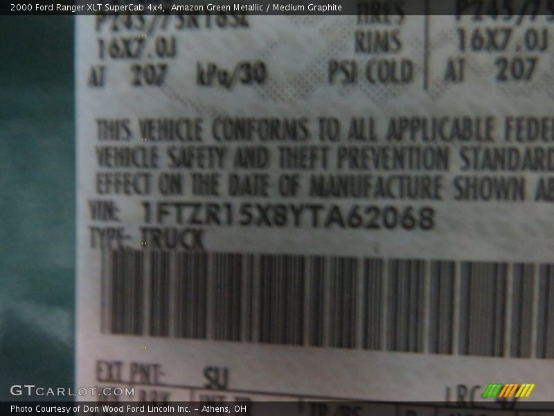 Amazon Green Metallic / Medium Graphite 2000 Ford Ranger XLT SuperCab 4x4