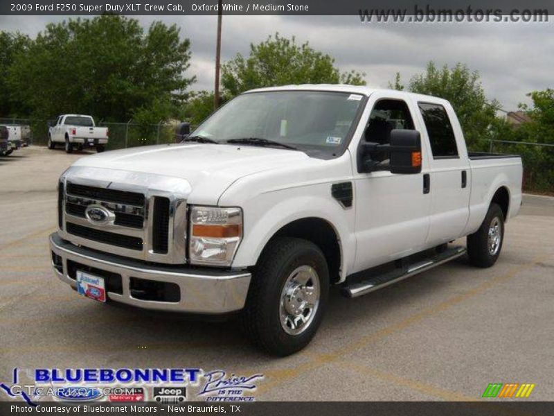 Oxford White / Medium Stone 2009 Ford F250 Super Duty XLT Crew Cab