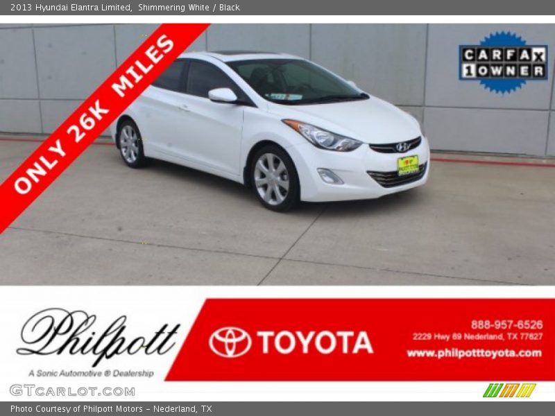 Shimmering White / Black 2013 Hyundai Elantra Limited