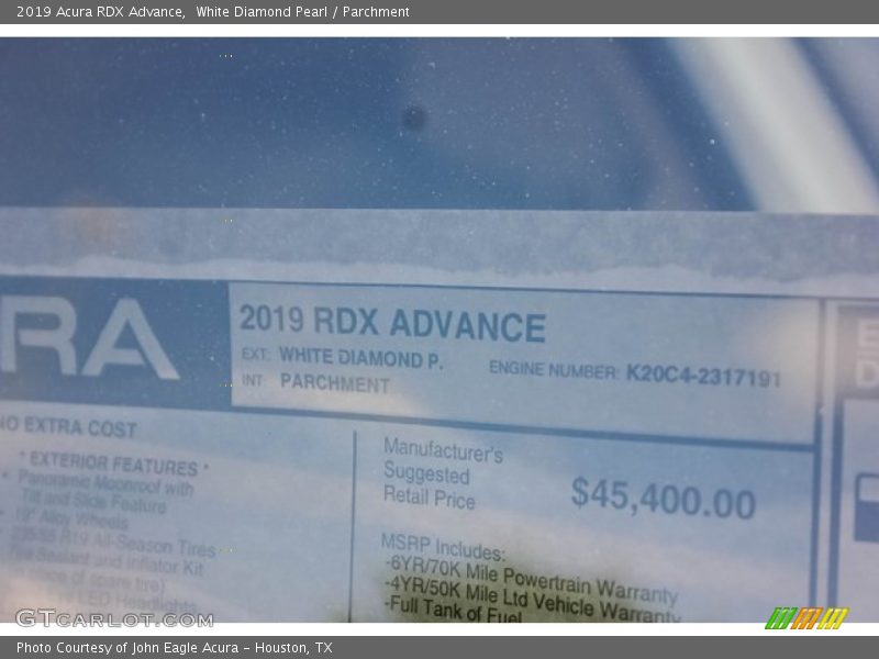 White Diamond Pearl / Parchment 2019 Acura RDX Advance