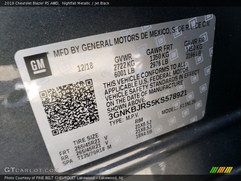 Nightfall Metallic / Jet Black 2019 Chevrolet Blazer RS AWD