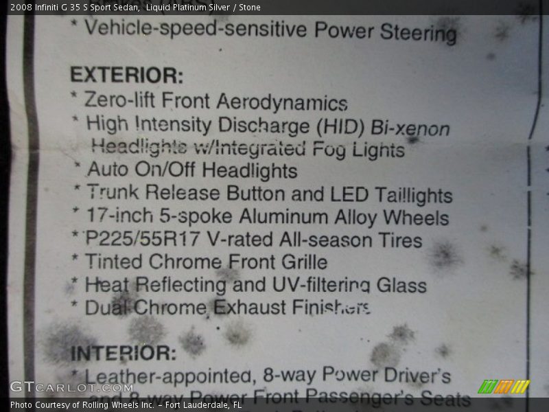 Liquid Platinum Silver / Stone 2008 Infiniti G 35 S Sport Sedan