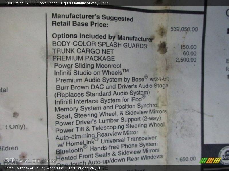 Liquid Platinum Silver / Stone 2008 Infiniti G 35 S Sport Sedan