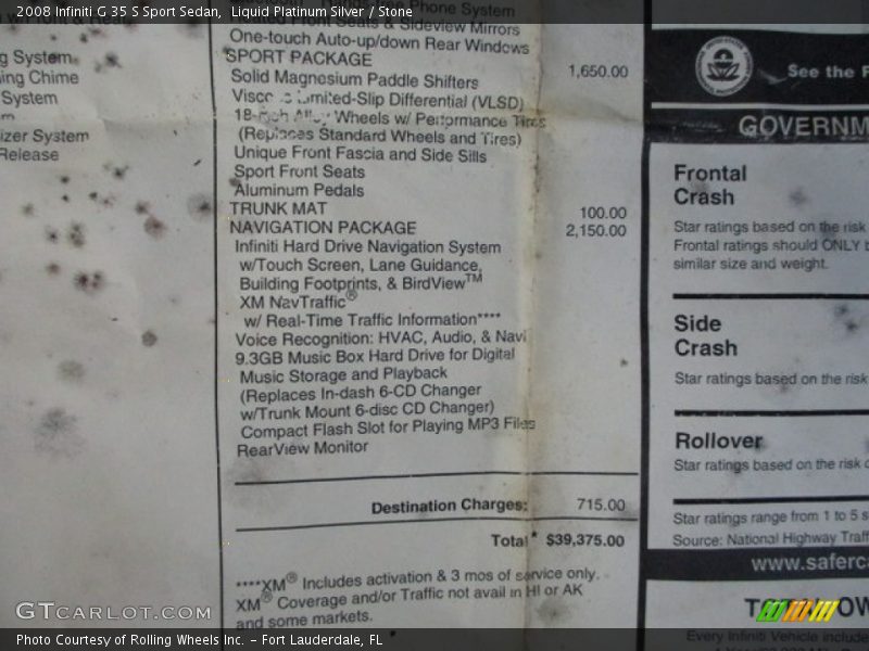 Liquid Platinum Silver / Stone 2008 Infiniti G 35 S Sport Sedan