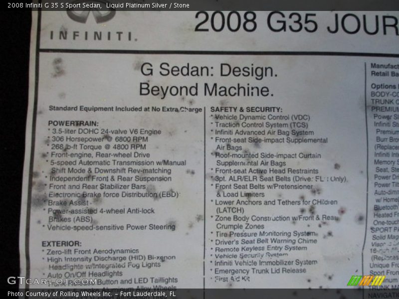Liquid Platinum Silver / Stone 2008 Infiniti G 35 S Sport Sedan