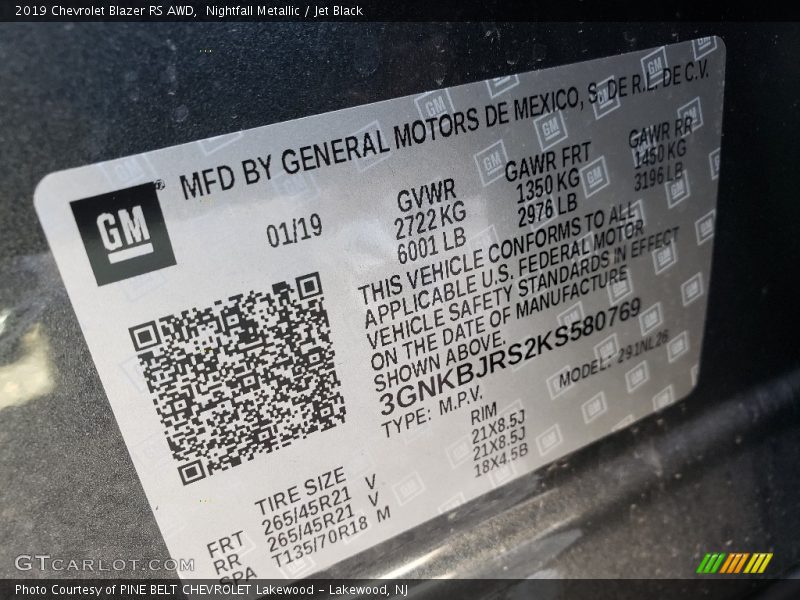 Nightfall Metallic / Jet Black 2019 Chevrolet Blazer RS AWD