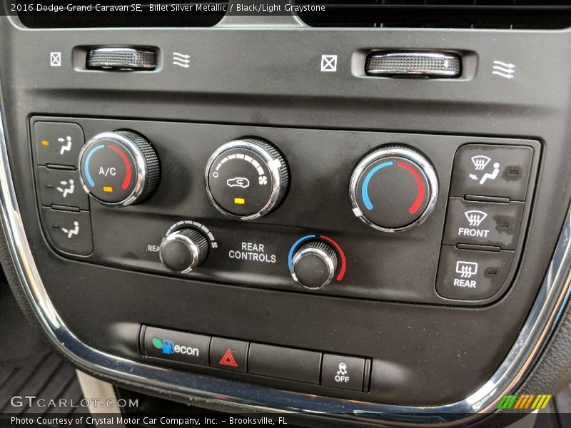 Billet Silver Metallic / Black/Light Graystone 2016 Dodge Grand Caravan SE