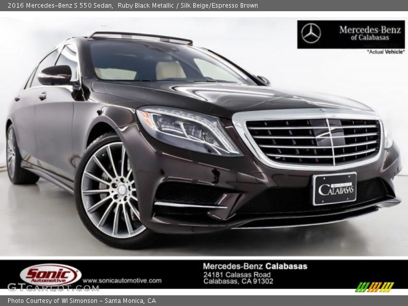 Ruby Black Metallic / Silk Beige/Espresso Brown 2016 Mercedes-Benz S 550 Sedan