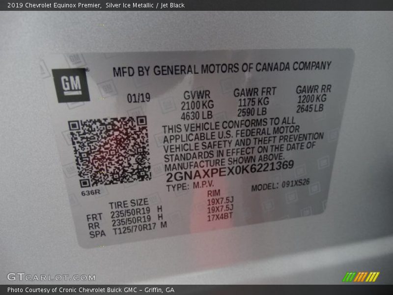 Silver Ice Metallic / Jet Black 2019 Chevrolet Equinox Premier