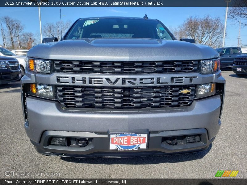 Satin Steel Metallic / Jet Black 2019 Chevrolet Silverado 1500 Custom Double Cab 4WD