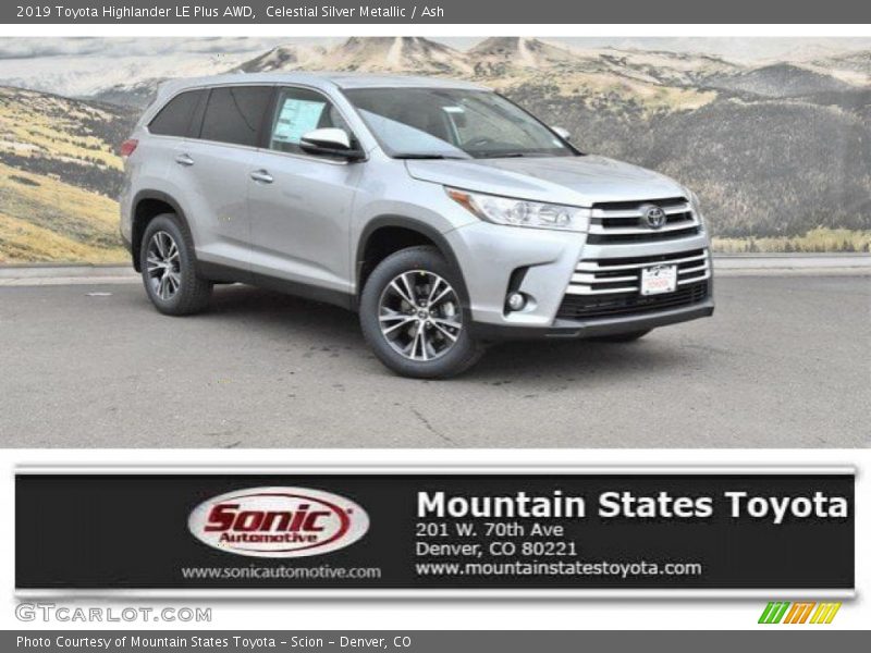 Celestial Silver Metallic / Ash 2019 Toyota Highlander LE Plus AWD