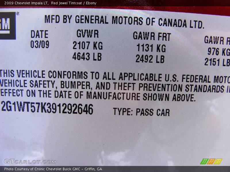Red Jewel Tintcoat / Ebony 2009 Chevrolet Impala LT