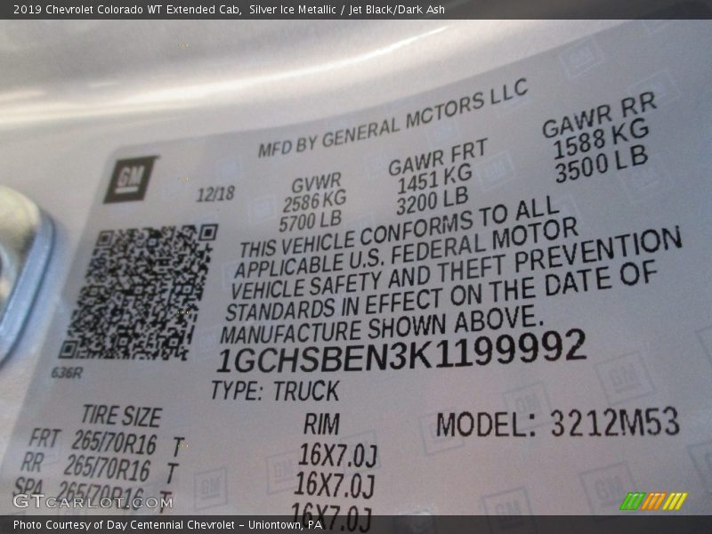 Silver Ice Metallic / Jet Black/Dark Ash 2019 Chevrolet Colorado WT Extended Cab