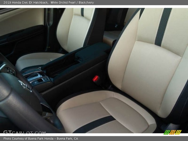 White Orchid Pearl / Black/Ivory 2019 Honda Civic EX Hatchback