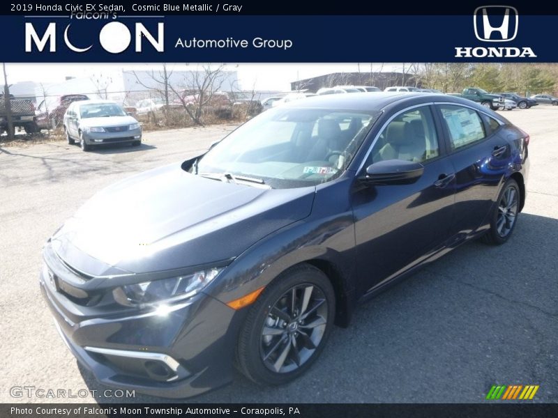 Cosmic Blue Metallic / Gray 2019 Honda Civic EX Sedan