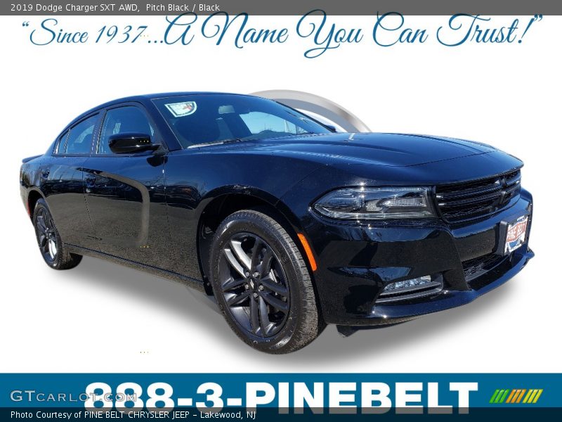 Pitch Black / Black 2019 Dodge Charger SXT AWD