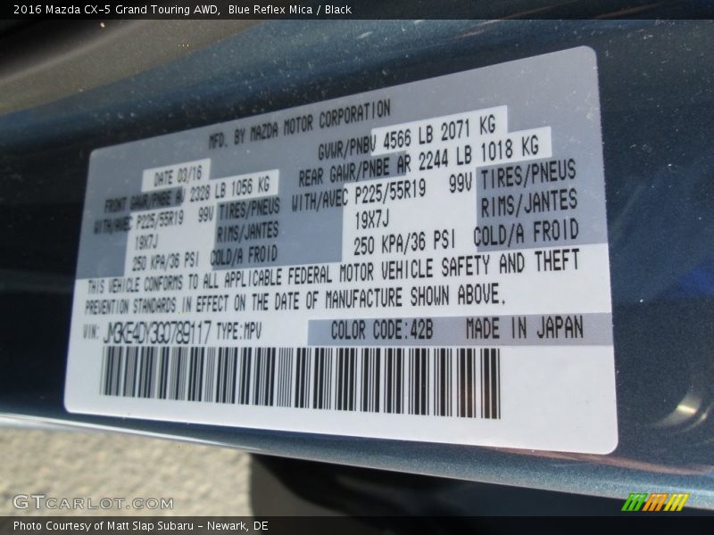 Blue Reflex Mica / Black 2016 Mazda CX-5 Grand Touring AWD