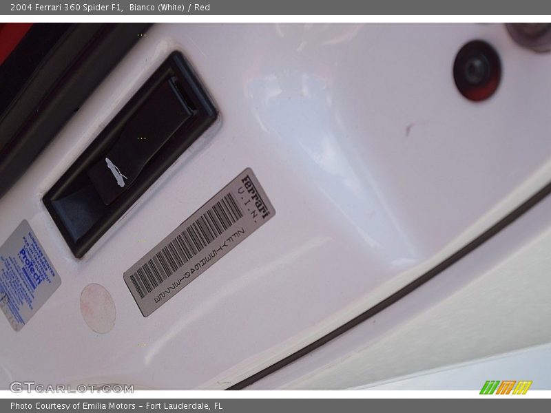 Bianco (White) / Red 2004 Ferrari 360 Spider F1
