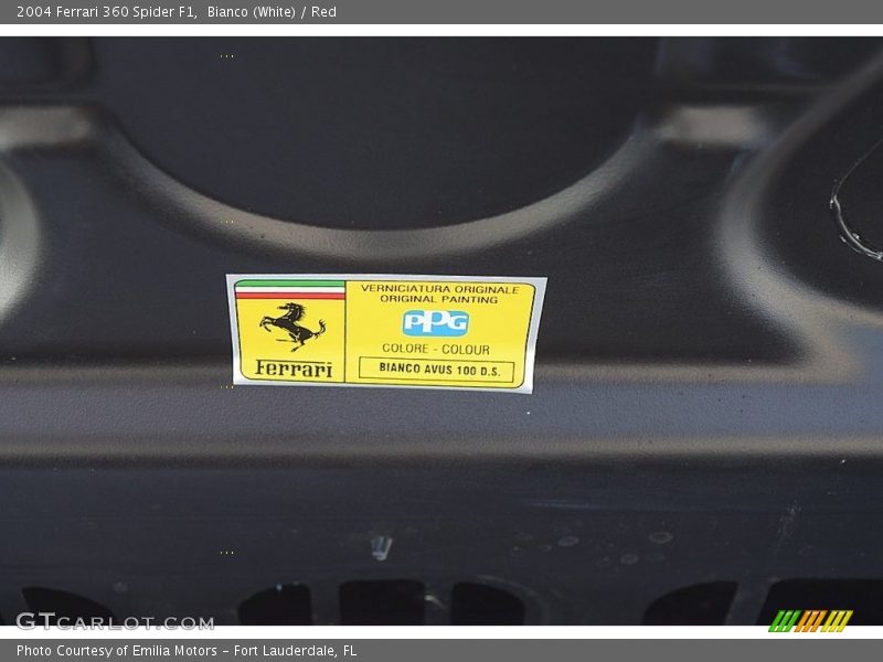 2004 360 Spider F1 Bianco (White) Color Code Bianco Avus