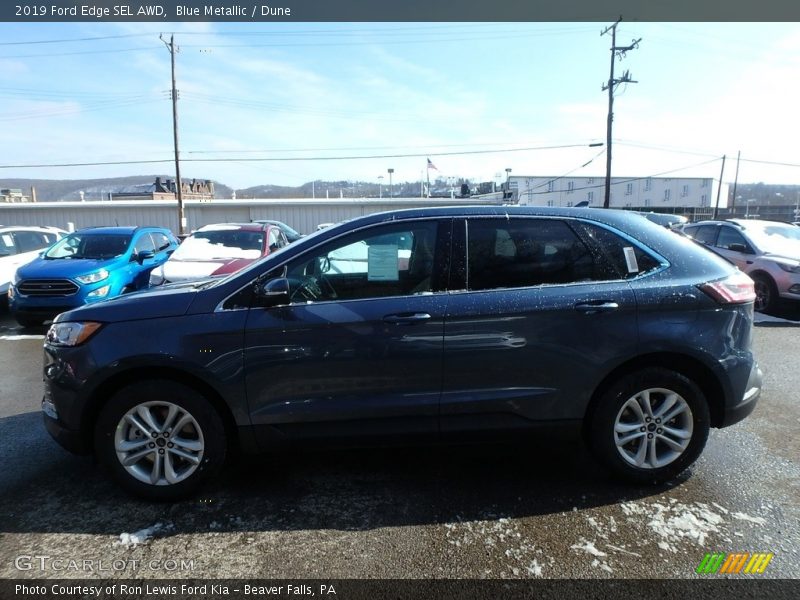 Blue Metallic / Dune 2019 Ford Edge SEL AWD