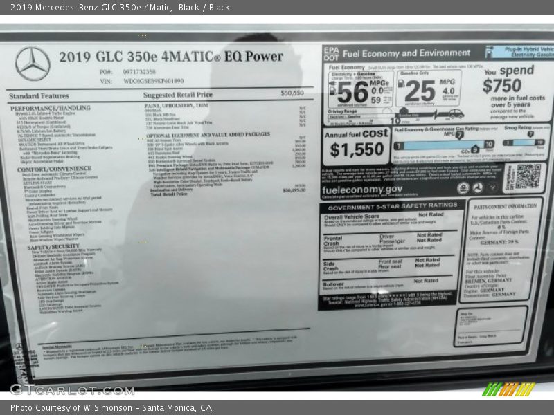 Black / Black 2019 Mercedes-Benz GLC 350e 4Matic