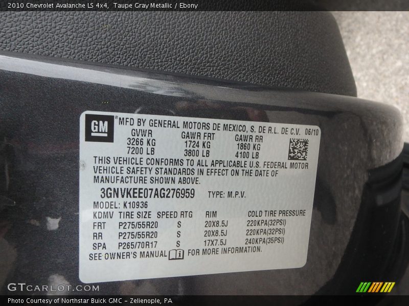 Taupe Gray Metallic / Ebony 2010 Chevrolet Avalanche LS 4x4