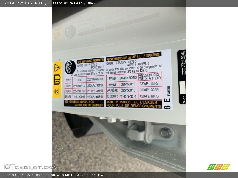 Blizzard White Pearl / Black 2019 Toyota C-HR XLE