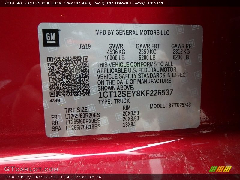 Red Quartz Tintcoat / Cocoa/Dark Sand 2019 GMC Sierra 2500HD Denali Crew Cab 4WD