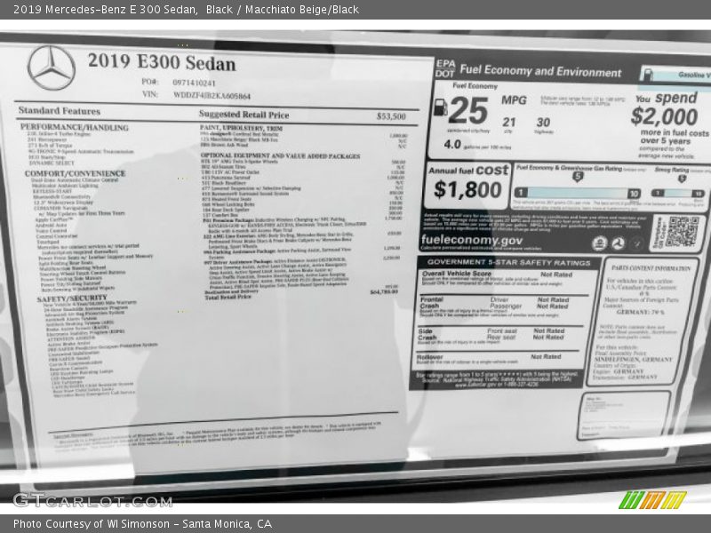 Black / Macchiato Beige/Black 2019 Mercedes-Benz E 300 Sedan