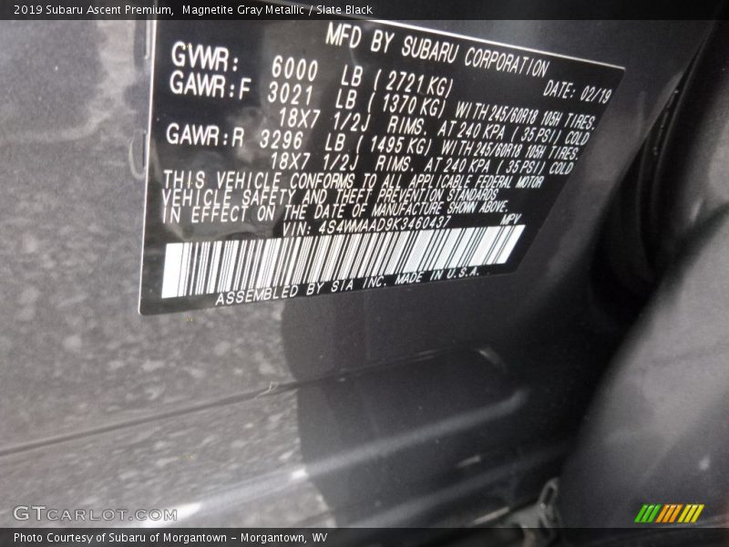 Magnetite Gray Metallic / Slate Black 2019 Subaru Ascent Premium